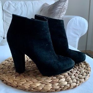 Black velvet ankle boots